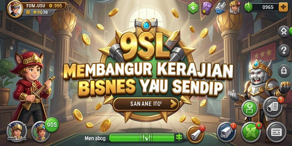 Tampilan gameplay 9SL yang menampilkan pengelolaan bisnis.