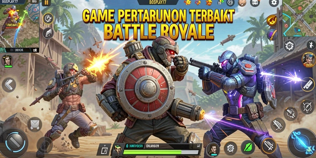 Tangkapan layar menunjukkan pertarungan intens dalam game Battle Royale.