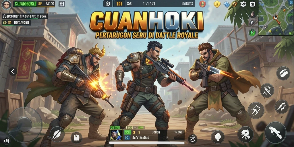 Screenshot CUANHOKI menampilkan aksi seru di arena Battle Royale.
