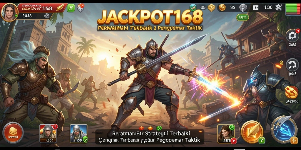 Screenshot gameplay JACKPOT168 menunjukkan pertempuran strategis yang mendebarkan.
