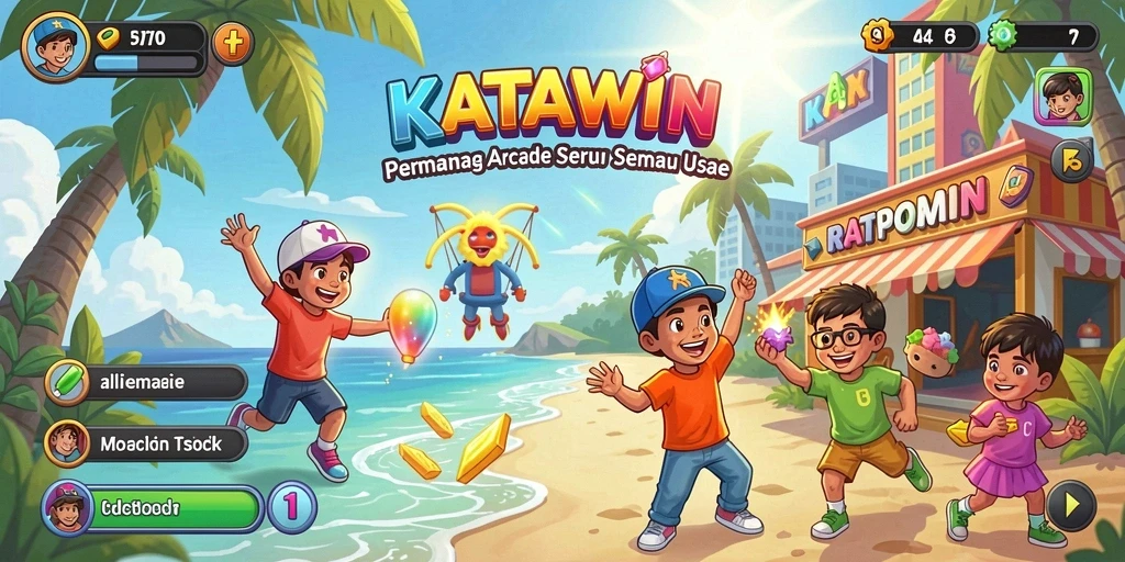 Tangkapan layar gameplay KATAWIN menampilkan aksi seru permainan Arcade.