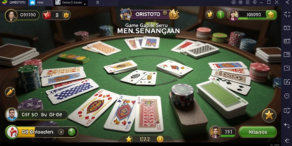 Tampilan utama gameplay ORISTOTO dengan sesi permainan Gaple yang seru.