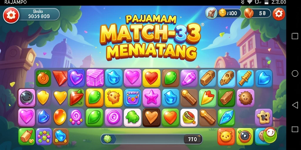 Screenshot gameplay RAJAMPO yang menampilkan aksi seru Match-3.