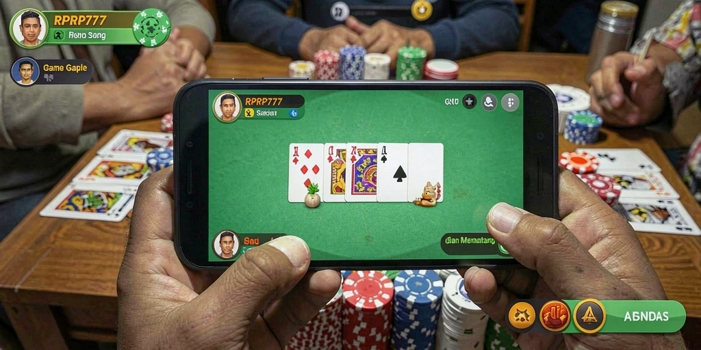 Tampilan gameplay RPRP777 yang menggambarkan keseruan bermain Gaple.