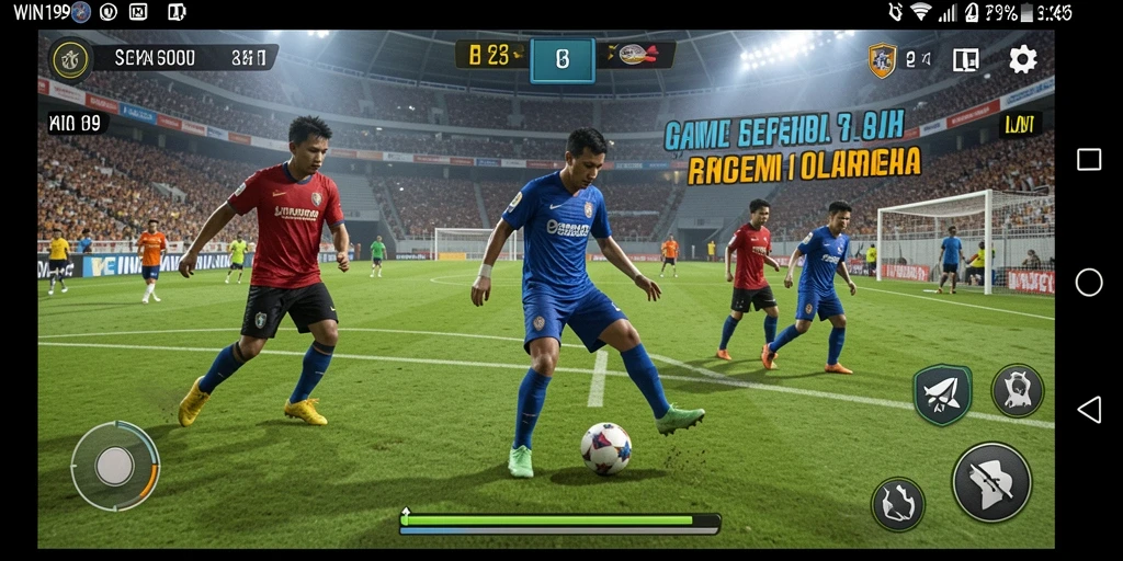 Tampilan gameplay WIN199 dengan aksi sepak bola yang mendebarkan.