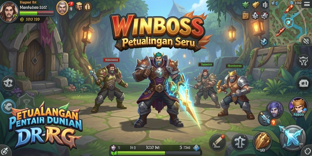 Screenshot gameplay WINBOSS yang menunjukkan aksi seru dalam pertempuran RPG.